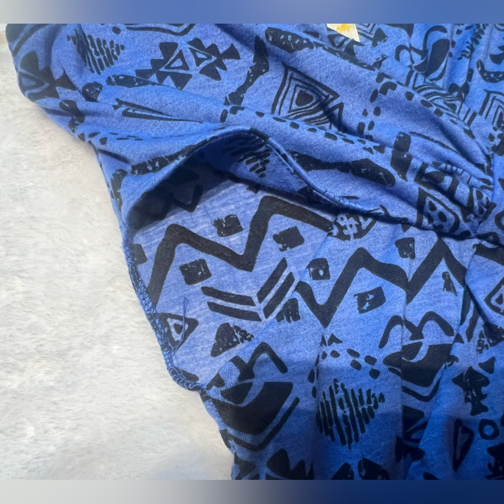 feathers Blue and Black Maxi Dress with Geometric Pattern - Picture 4 of 10